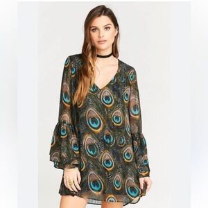 Mumu long sleeve Nolita‎ Mini dress feather fans size M